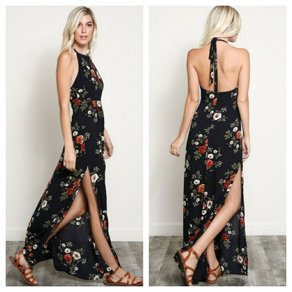 1 left! dark navy floral maxi dress - Picture 2 of 3